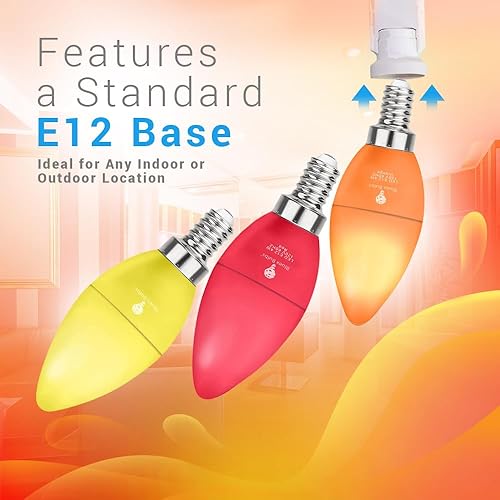 Miniatura 3 de BlueX - Paquete de 2 bombillas LED amarillas 4 W (equivalente a 40 vatios) Base E12 amarilla LED rosa, decoración de fiestas, porche, iluminación