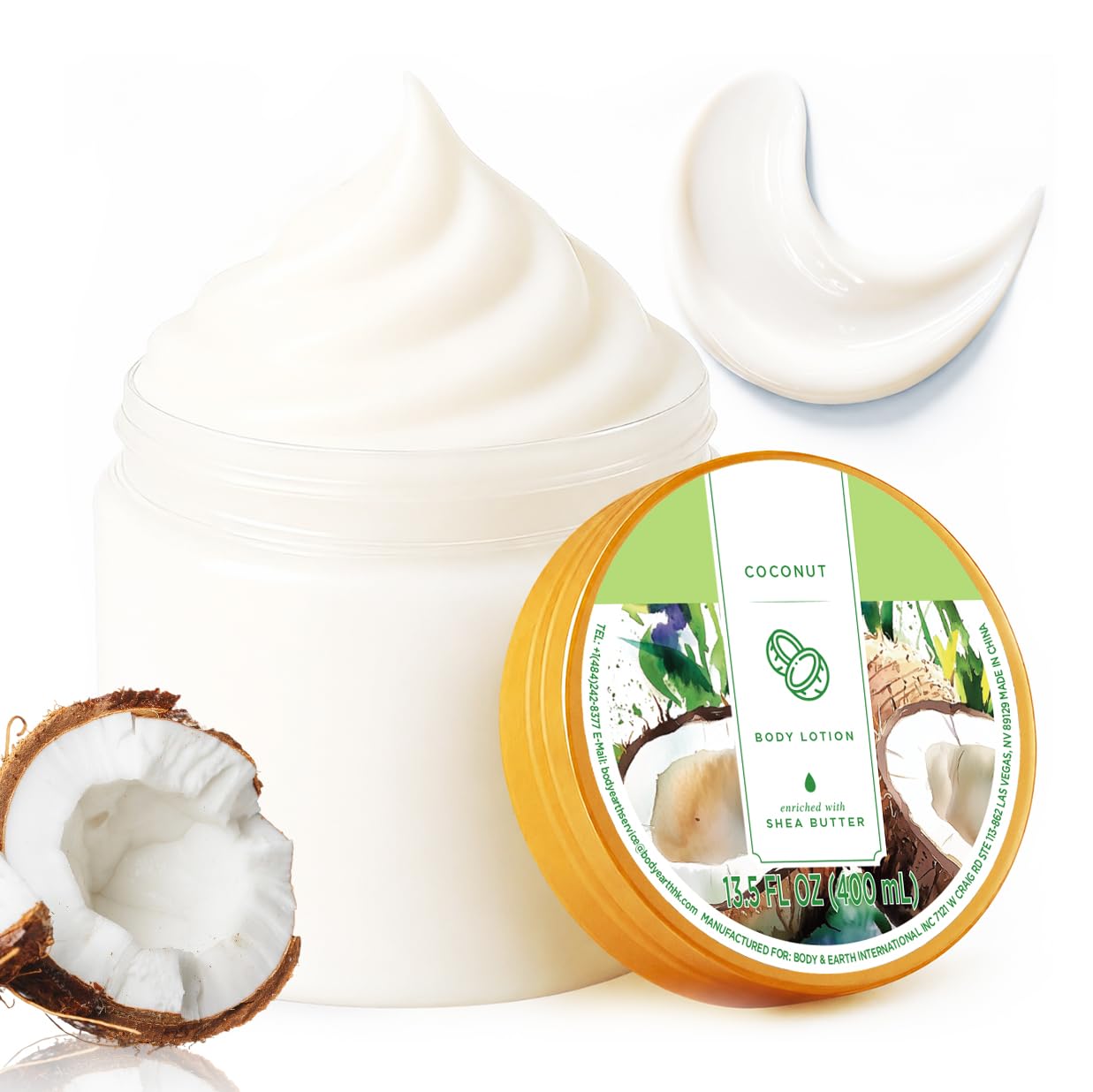 Coconut Body Lotion for Dry Skin, Shea Butter Body Moisturizers 13.5FlOz | Coconut Lotion for Women, Shea Butter Body Lotion, Leaving Skin Soft and Smooth