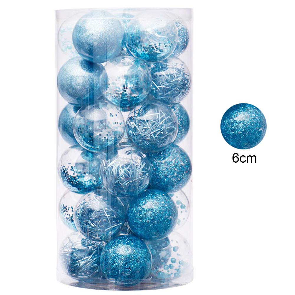30 Boules De Noël Bleues Incassables - 10 Modèles Pour Décorer Votre Sapin - Décoration Festive Et Réutilisable