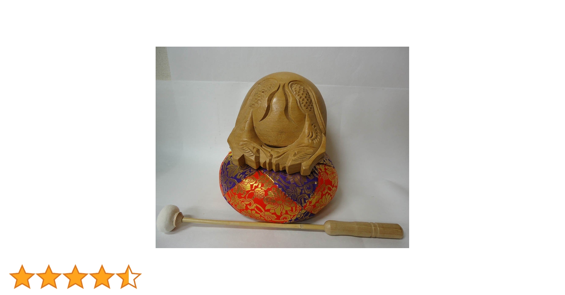 Amazon | 木魚 白木製(一式)6寸(横18cm) 白木の木魚、総金丸