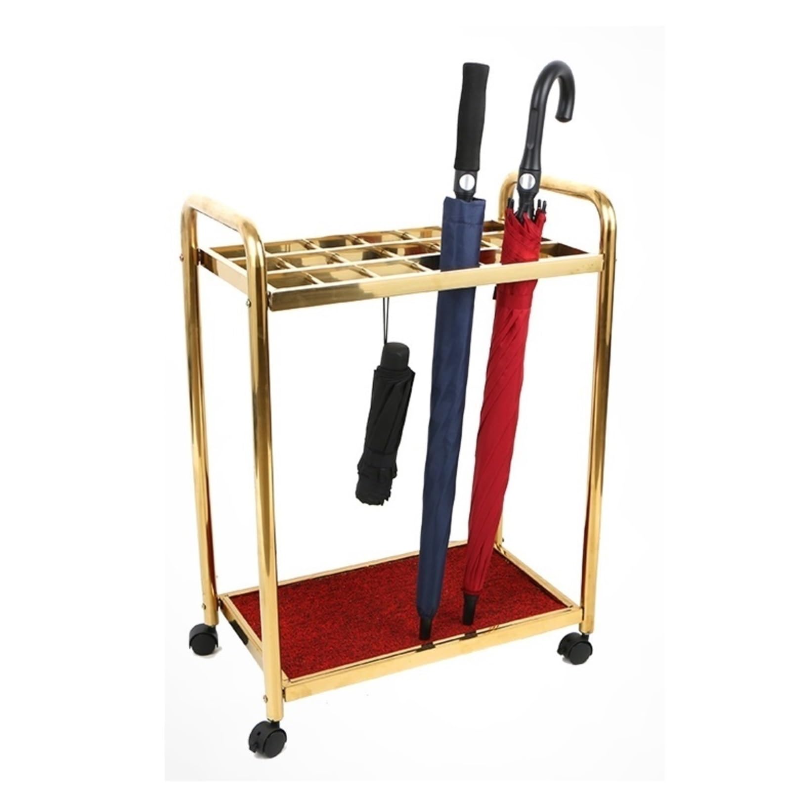 BHFPFZA Metal Umbrella Stand Holder for Hotel Lobby Entrance Elegant Gold Finish 55 * 30 * 84cm