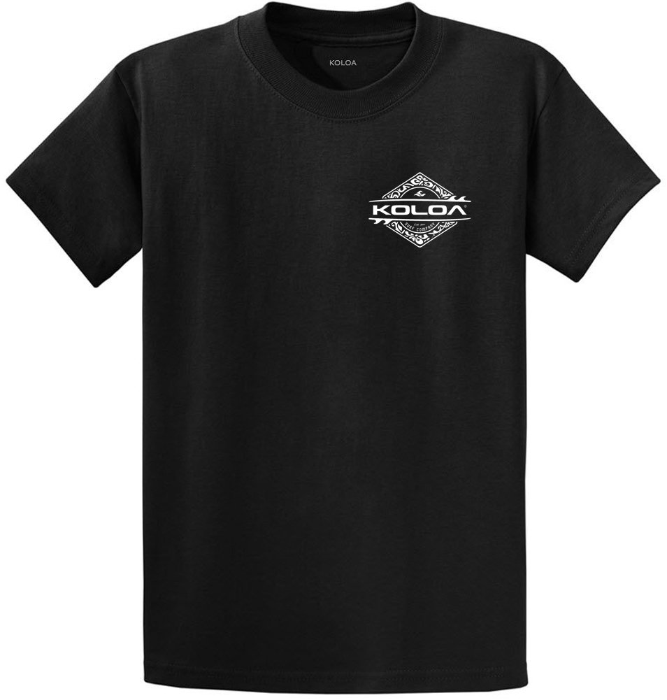 Joe's USA Koloa Surf Diamond Thruster Surfboards Heavyweight Cotton Tee, Medium, Black/White Logo