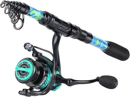Miniatura 2 de Sougayilang Combos de caña de pescar y carrete con caña de pescar telescópica, carretes giratorios, bolsa de transporte de pesca para viajes, agua