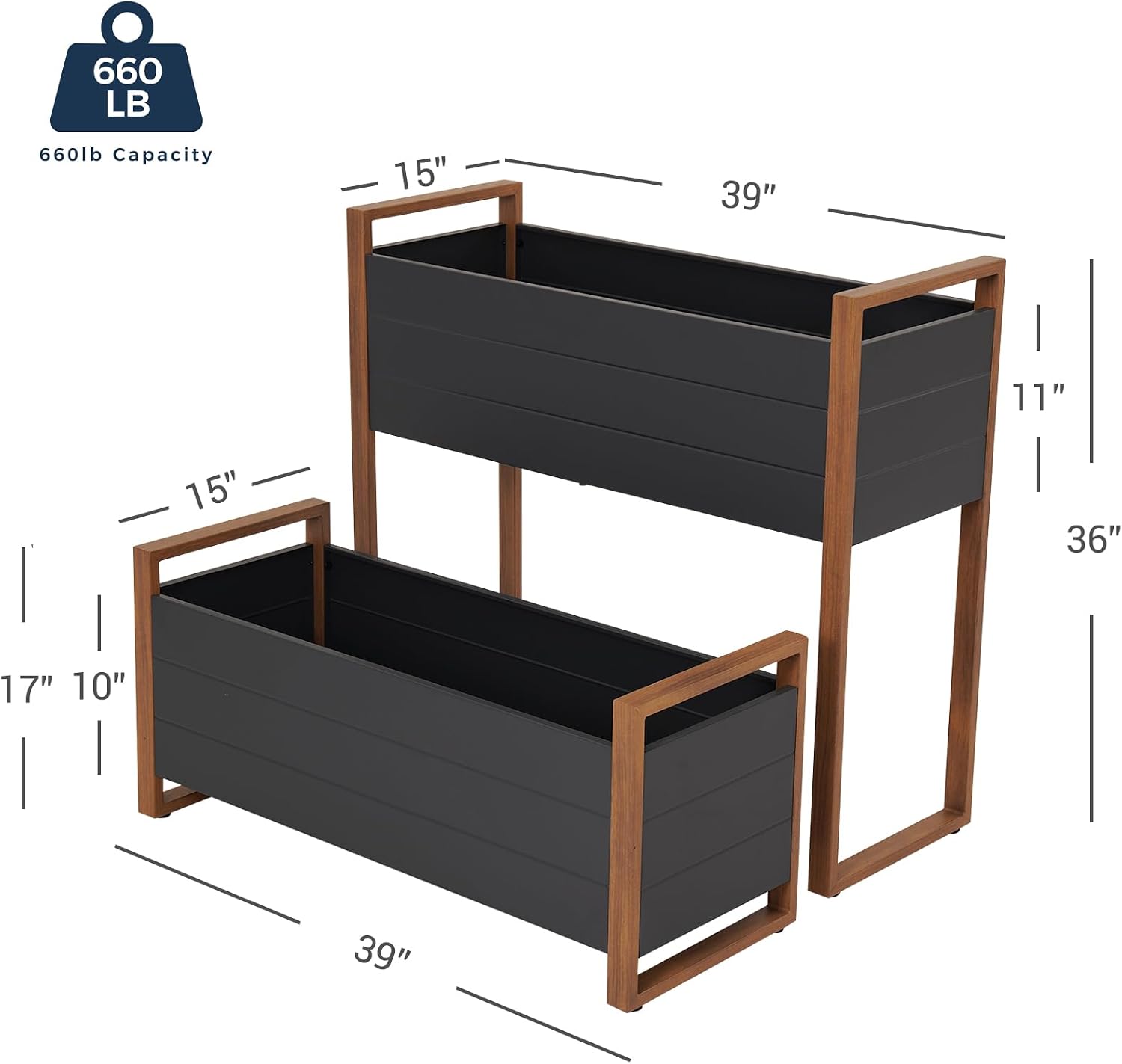 Grand patio Outdoor Planter Boxes Combo, Metal Raised Garden Beds with Legs, Rectangular Elevated Garden Planter Boxes for Herb Vegetables Flowers Fruits