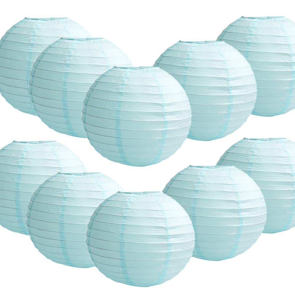 Time to Sparkle 10 Pack Tissue Paper Round Lanterns LampShade Lamp Shade Wedding Birthday Party Decoration | Light Blue, 18"(45cm) | — image 1