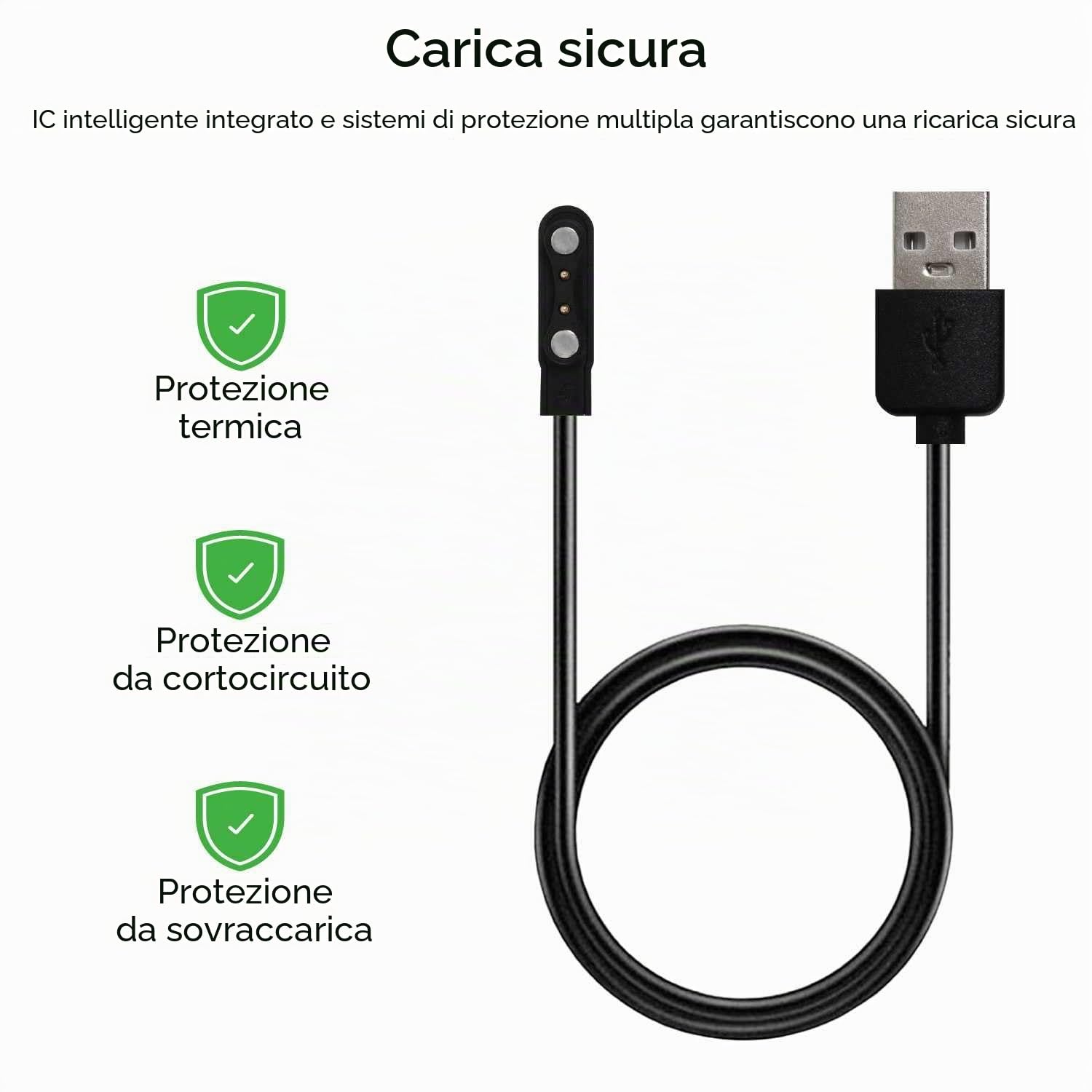 Cavo di Ricarica USB 55cm Nero Compatibile Ticwatch GTX AGPTEK LW11 YAMAY SW022 Cavo di Ricarica USB 55cm Nero Compatibile Ticwatch GTX AGPTEK LW11 YAMAY SW022