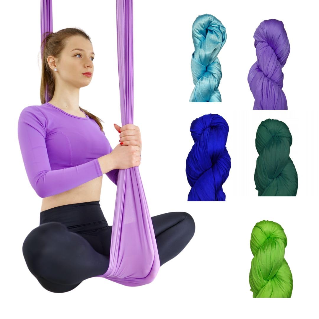 M-POLE Aerial Yoga Hamak Huśtawka zestaw – 5 m/6 m długości z karabińczykiem – ręcznik do jogi Hamak do jogi – miękki nylon – akcesoria gimnastyczne
