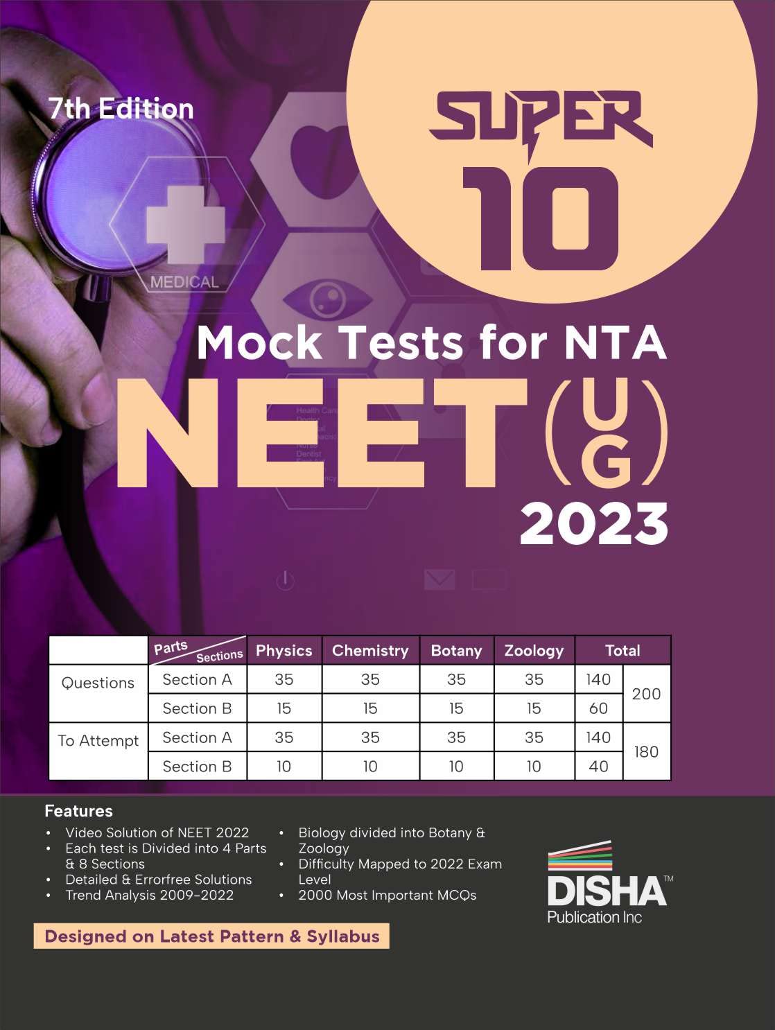 Super 10 Mock Tests for New Pattern NTA NEET (UG) 2023 - 7th Edition | Physics, Chemistry, Biology – PCB | Optional Questions | 5 Statement MCQs | Mock Tests | 100% Solutions | Improve your Speed, Strike Rate & Score