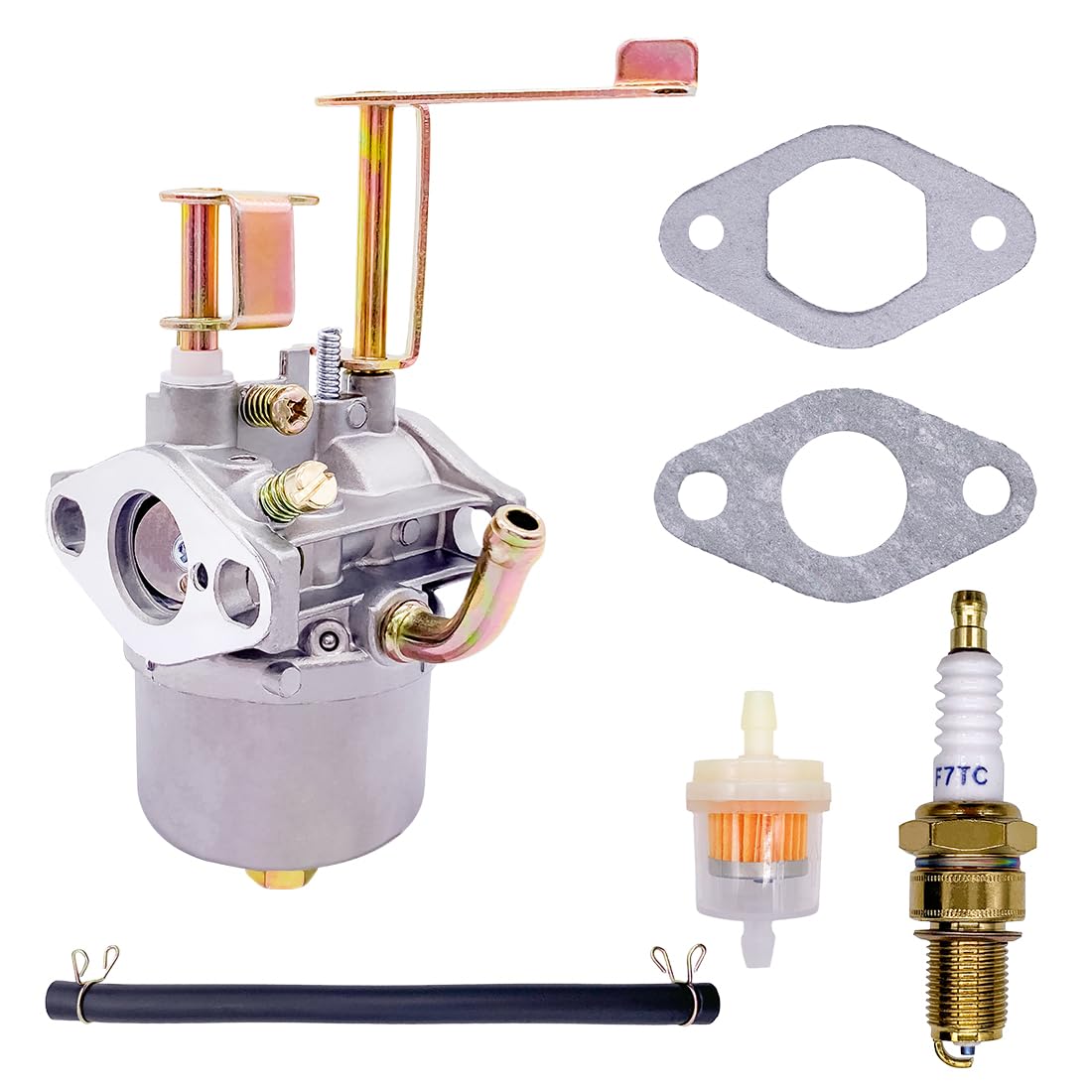 A100626 Carburetor for Champion Power Equipment 42432 62422 1200 1500 Watts 80cc 2.4HP Portable Gas Generator Powermate PWLE0799 79cc Lawn Edger Mower with Fuel Line Filter Spark Plug Gasket Kit