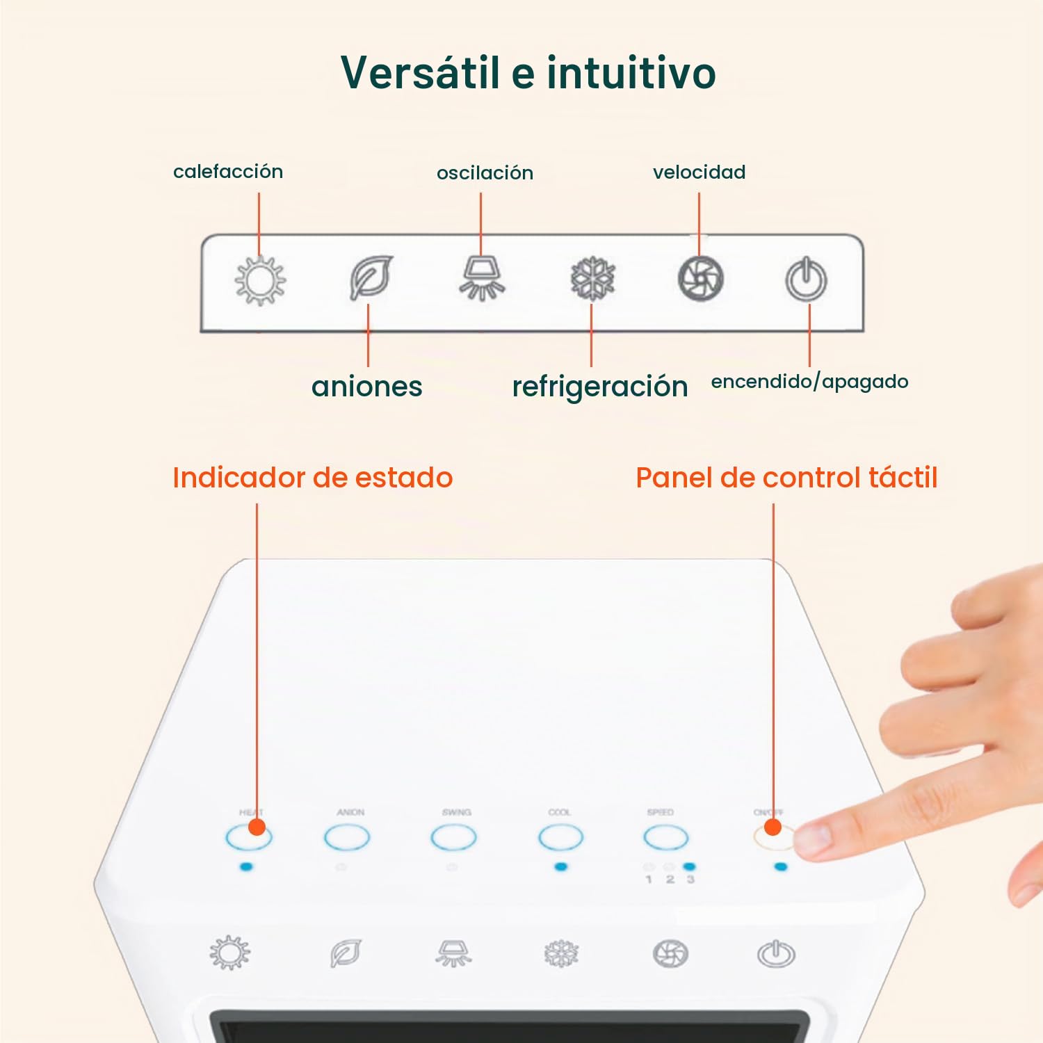 Avilia - Enfriador de aire de 1100 W con bidón de 8 l, función frío/calor y mando a distancia, control táctil e ionizador para casa y oficina