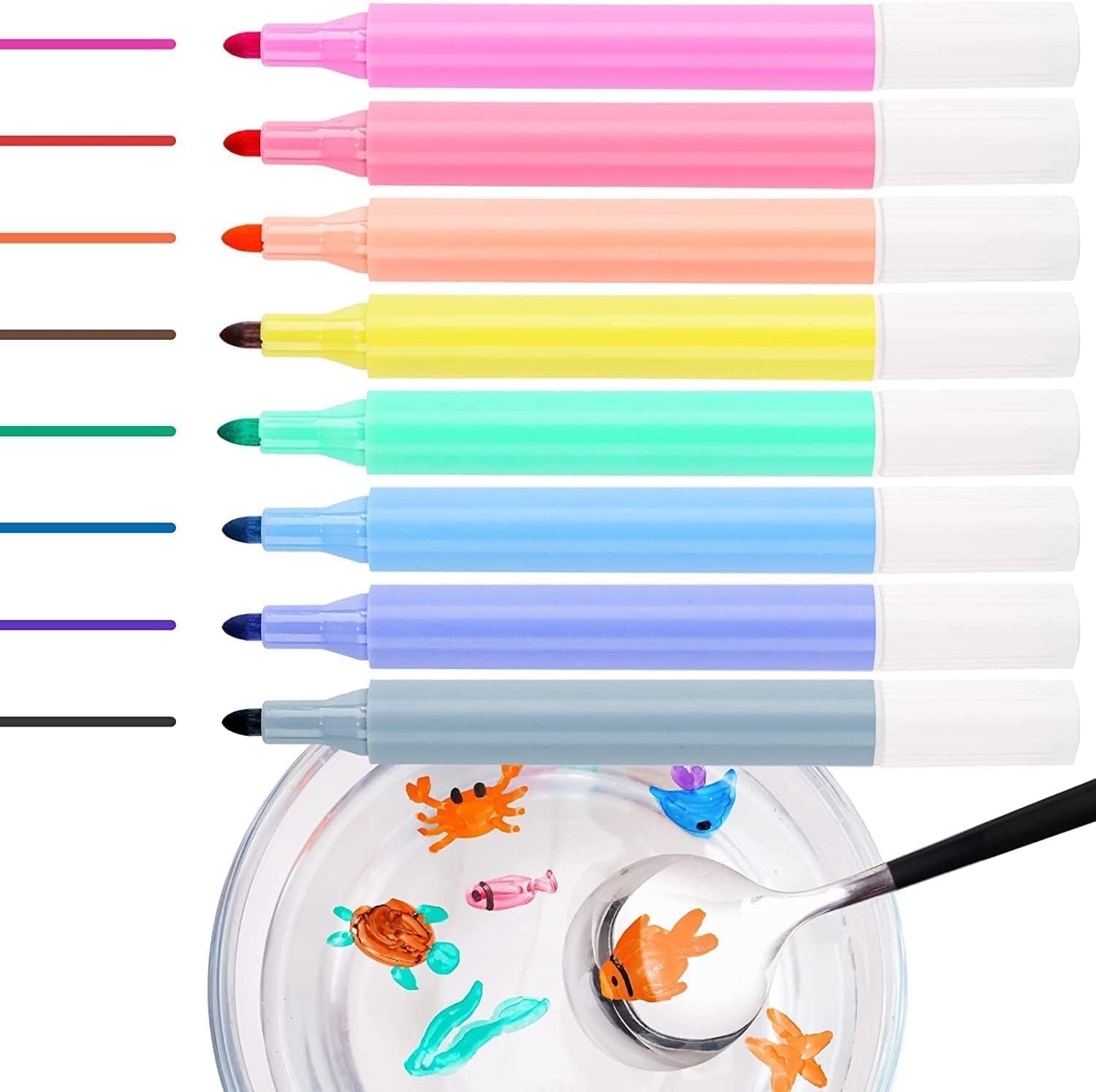 Toyshine Magic Doodle Making Water Erasable Markers Floating Ink Pen Set, Magical Water Painting Pens Whiteboard Marker for Kids, Children Art (Multicolor, 8 Count (Pack of 1))-image-43
