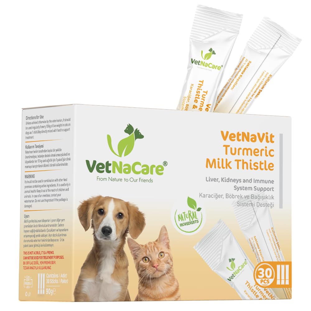 VetNaVit Turmeric Milk Thistle 30 Sachets (Liver, Kidney and Immune System Support) for dogs and cats