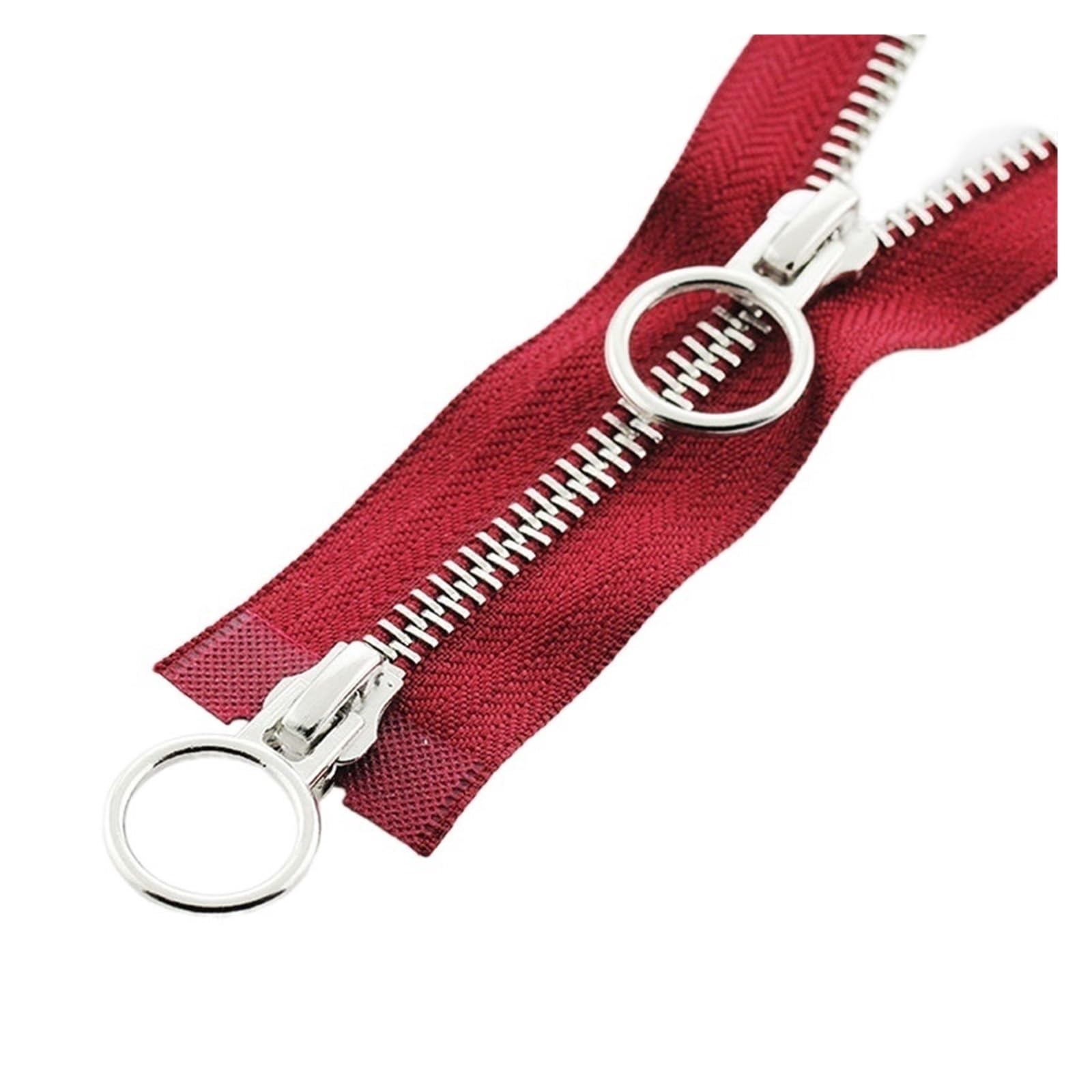 OJHFJMGH Zips, 1PC Zip Jacket Double Slider DIY Sewing Circle Sliders Garment Accessories(Wine red,70cm)