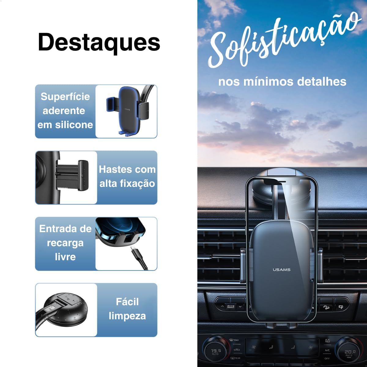 Suporte Celular Veicular Painel Console Parabrisa Vidro Gruda Ventosa 360° GPS Antiqueda Para Carro 5