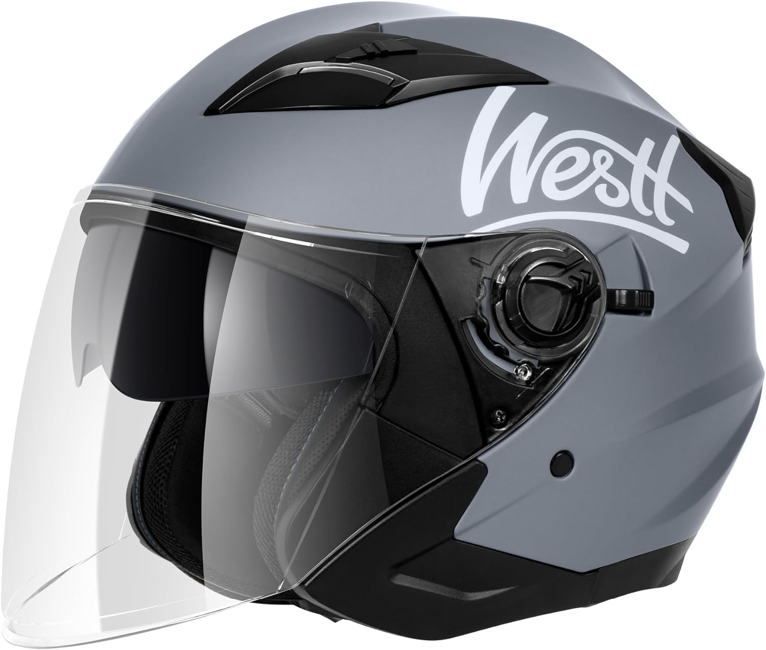 WESTT Jet kask motocyklowy, I kask na skuter z podwójnym wizjerem, kask typu jet, męski i damski, oddychający kask motorowerowy, odporny na uderzenia, certyfikat ECE