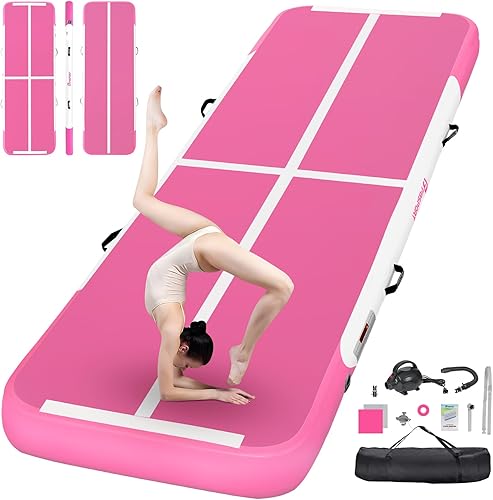 Miniatura 16 de FBSPORT - Colchonetas inflables de entrenamiento de 4 u 8 pulgadas de grosor, pistas de gimnasia para uso en el hogar, animadoras, yoga, Negro,Negro