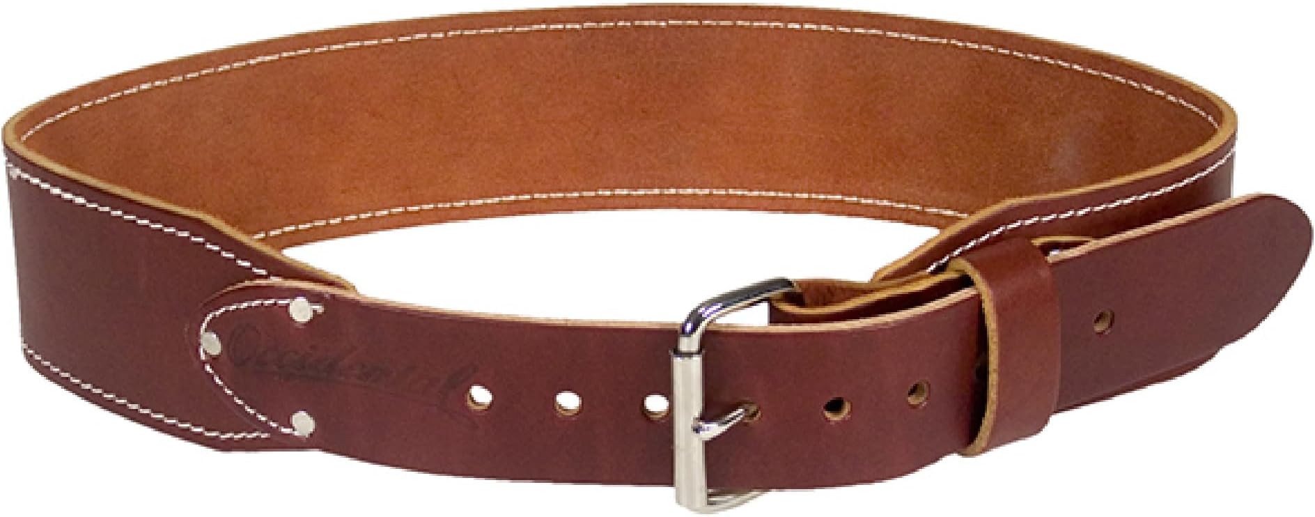 Occidental Leather 3" Ranger Leather Work Belt - Large, OxyRed - Bridle Leather, Heavy-Duty Steel Roller Buckle, Edge Stitched - Made in USA