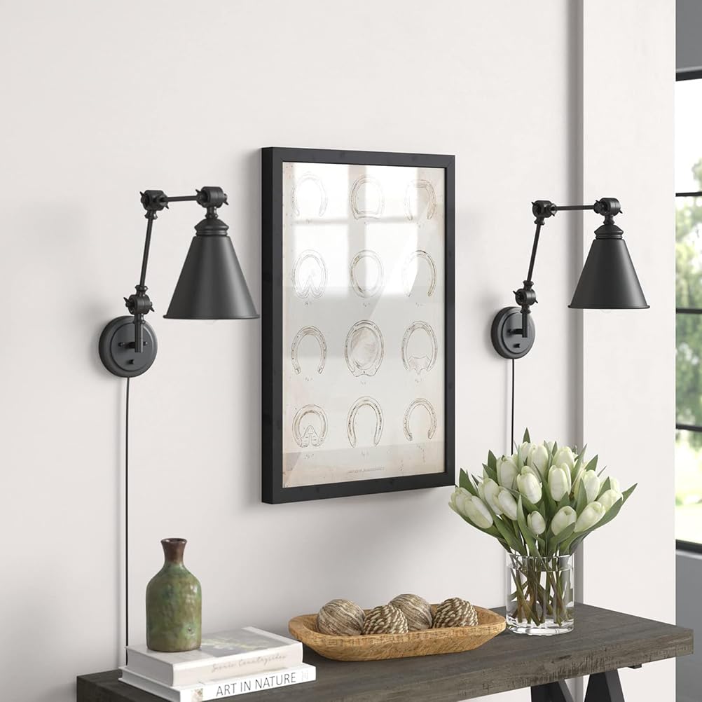 2 sztuki regulowanych kinkietów z długim ramieniem i przełącznikiem, ściemnialna lampa ścienna w stylu vintage, lampa do czytania E27 do użytku wewnątrz, z obrotowym ramieniem, z wtyczką i kablem 1,8