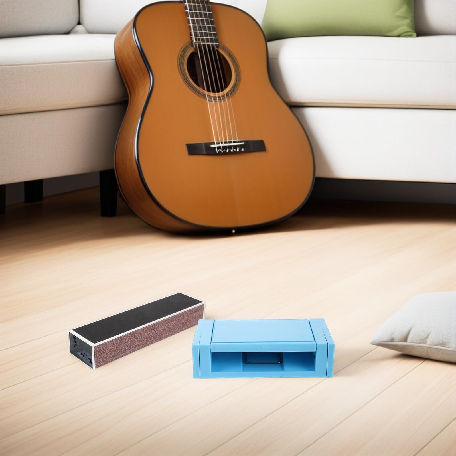 Kit de Lijado para Guitarra con Palanca de Aluminio y Herramientas para Nivelar Puente y Cejuela Accesorio de Mantenimiento Duradero para Reparación de Guitarra Eléctrica Azul