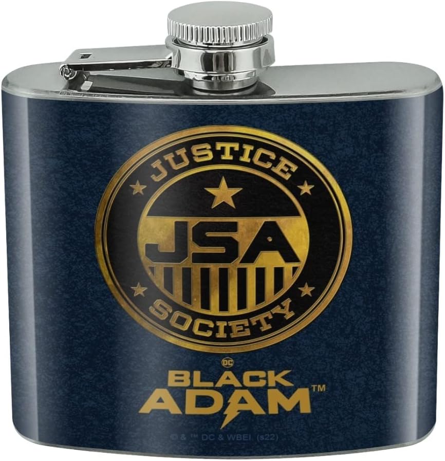 Black Adam Justice Society Stainless Steel 5oz Hip Drink Kidney Flask