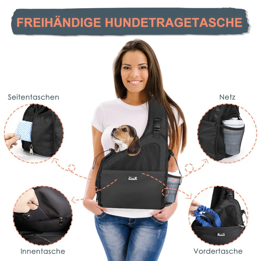 Nasjac Haustier Hund Riemen-Fördermaschine, Welpe Reisetasche Tote Hundetasche Verstellbarer Gepolsterter Gurt Atmungsaktives Netz Harte Untere Stütze Kordelzug Vordertasche Waschbar, Unter 3KG