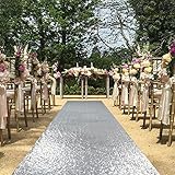 Aisle Runner for Weddings Outdoor 36Inchx15FT Silver Sequin Cloth Runner Rug for Bridal Ceremony 15FT Long Glitter Carpet Runner for Graduation Banquet Party Decoration