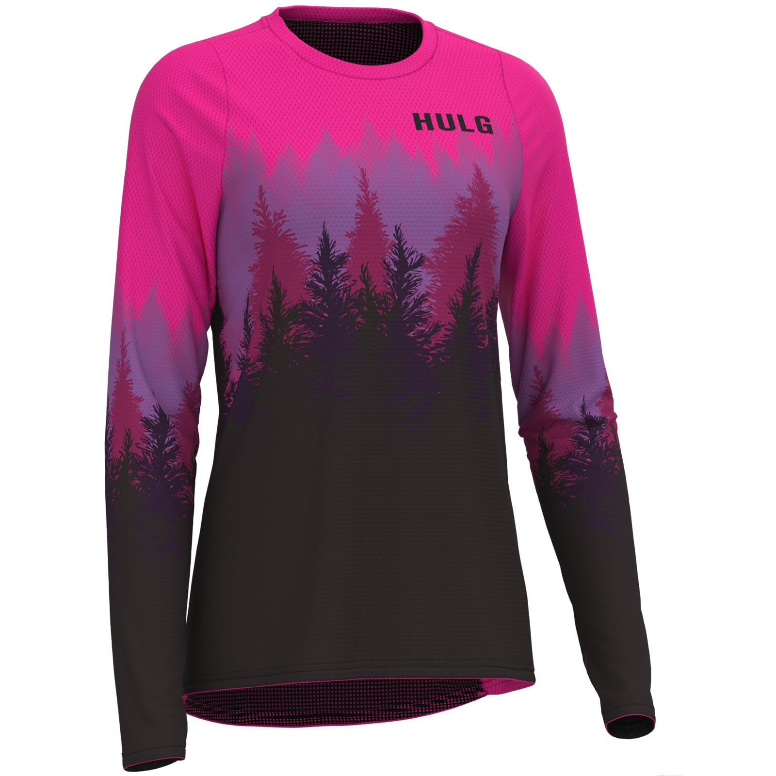 HULG Maillot de Cyclisme Femme Manches Longues, VTT, 100% Polyester, Séchage Rapide, Respirant