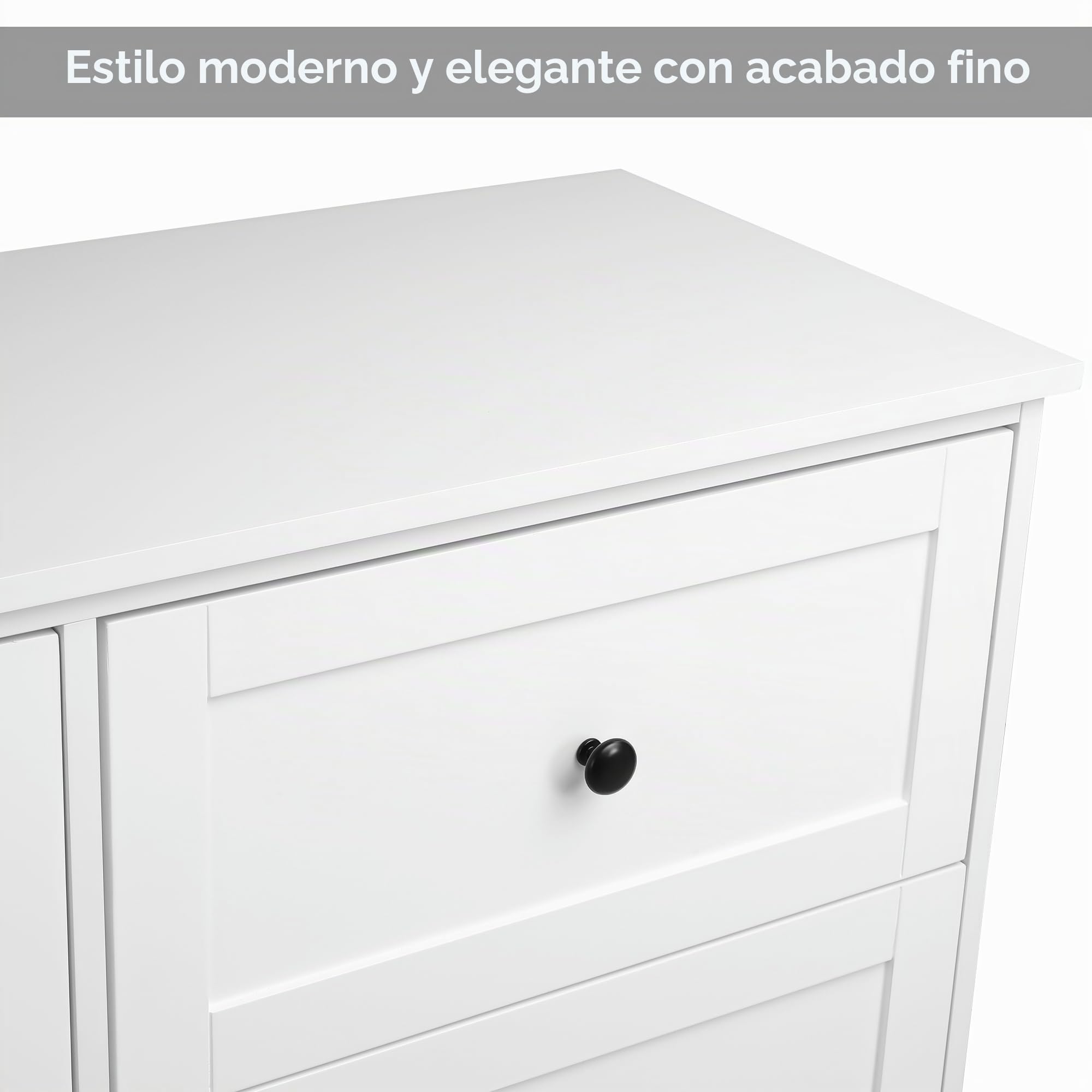 FOREHILL Cómoda 6 Cajones Amplia Dormitorio para Vestidor Recibidor Blanco | Mueble Almacenaje con Guías Metálicas y Kit Antivuelco, Cómodas y Cajoneras Gran Capacidad para Pisos Pequeños 108An.x40x87cm
