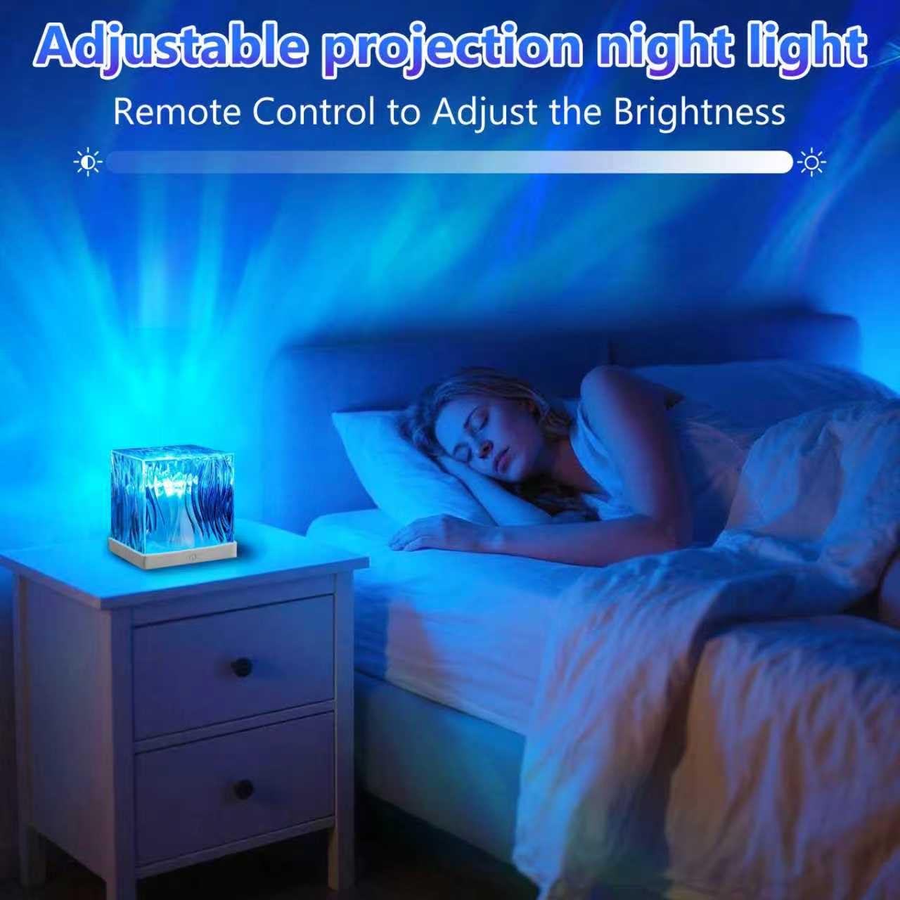 HESUSLA  Lights Projector Rechargeable, Touch Cube Color Changing Light with 16 Colors 4 Modes Dimmable Cordless Mood Lamp for Shower, Ambient Lighting for Bedroom and Bathroom: White Northern Lights