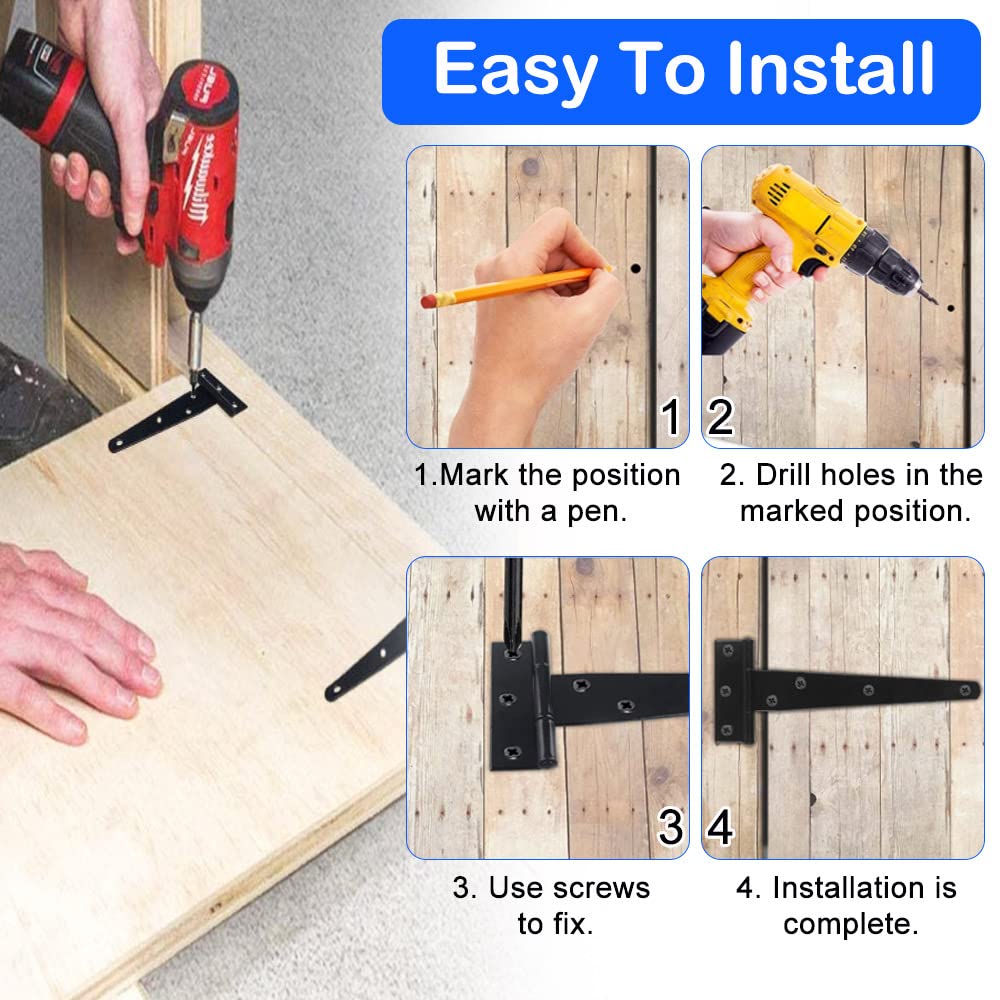 Cerniere A T Zincate Per Cancelli - Set Da 6 Con Viti Per Porte Legno - Foto 6