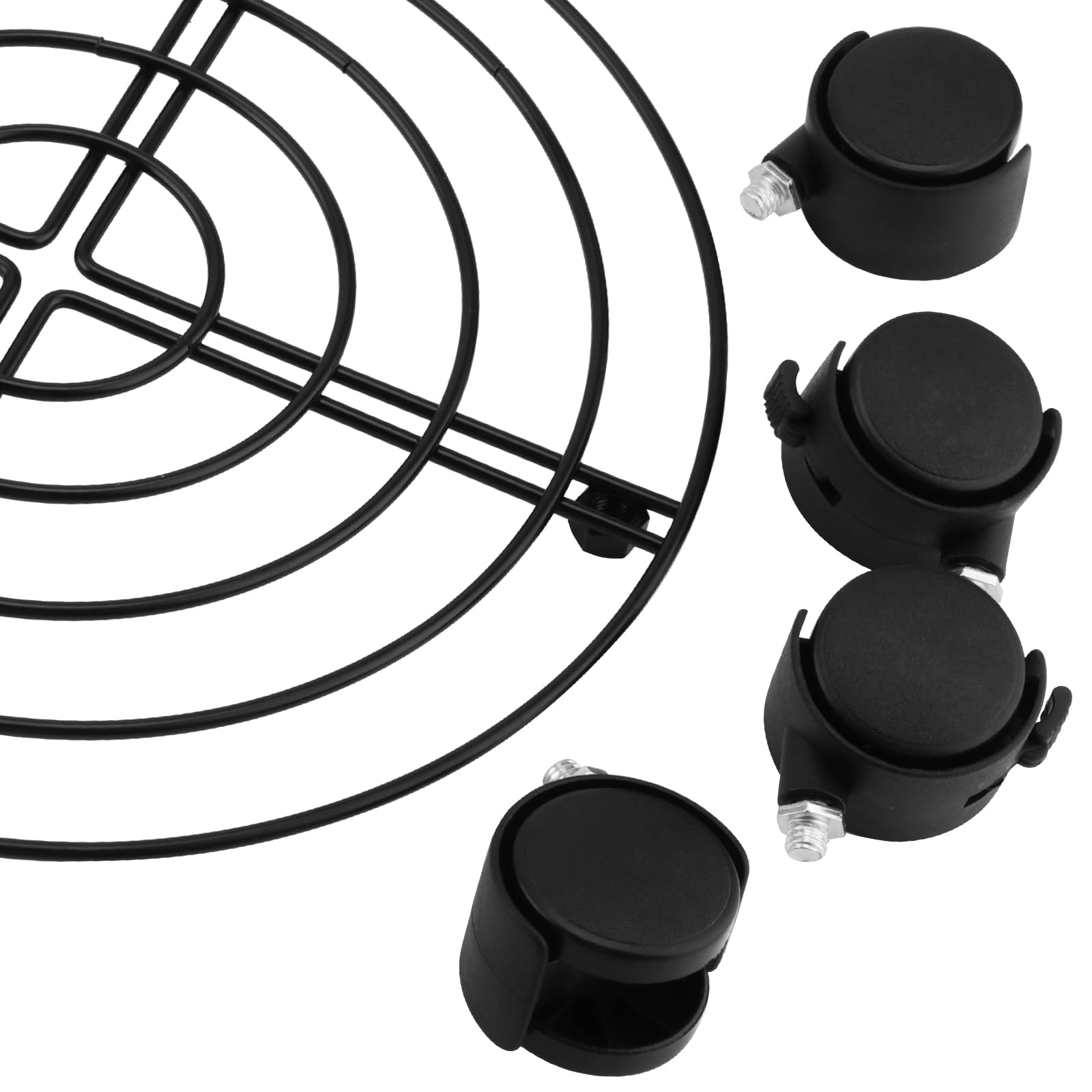 3 Unidades Soporte para Plantas con Ruedas, Metal Negro 27 cm, Ruedas Bloqueables, Capacidad 60 kg, Interior Exterior