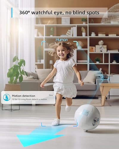 Miniatura 9 de blurams Cámara para mascotas 2K, cámara de seguridad interior de 360, cámara para perro con aplicación de teléfono, cámaras PTZ para seguridad del