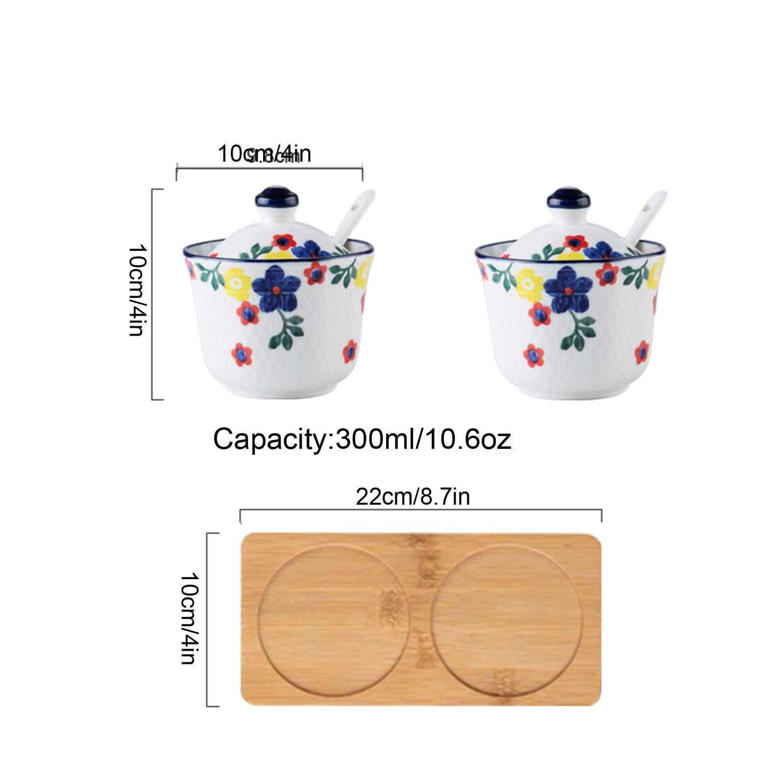 XYNSNDB Zuckerdose, Gewürzbehälter, handgezeichnete Muster-Zuckerdose mit Deckel, Keramik-Teetasse-Form, Zuckerdose, Kaffeezubehör, Zuckerausgießer, Küchenaufbewahrung, Bauhinia, 3er-Set, rote STR
