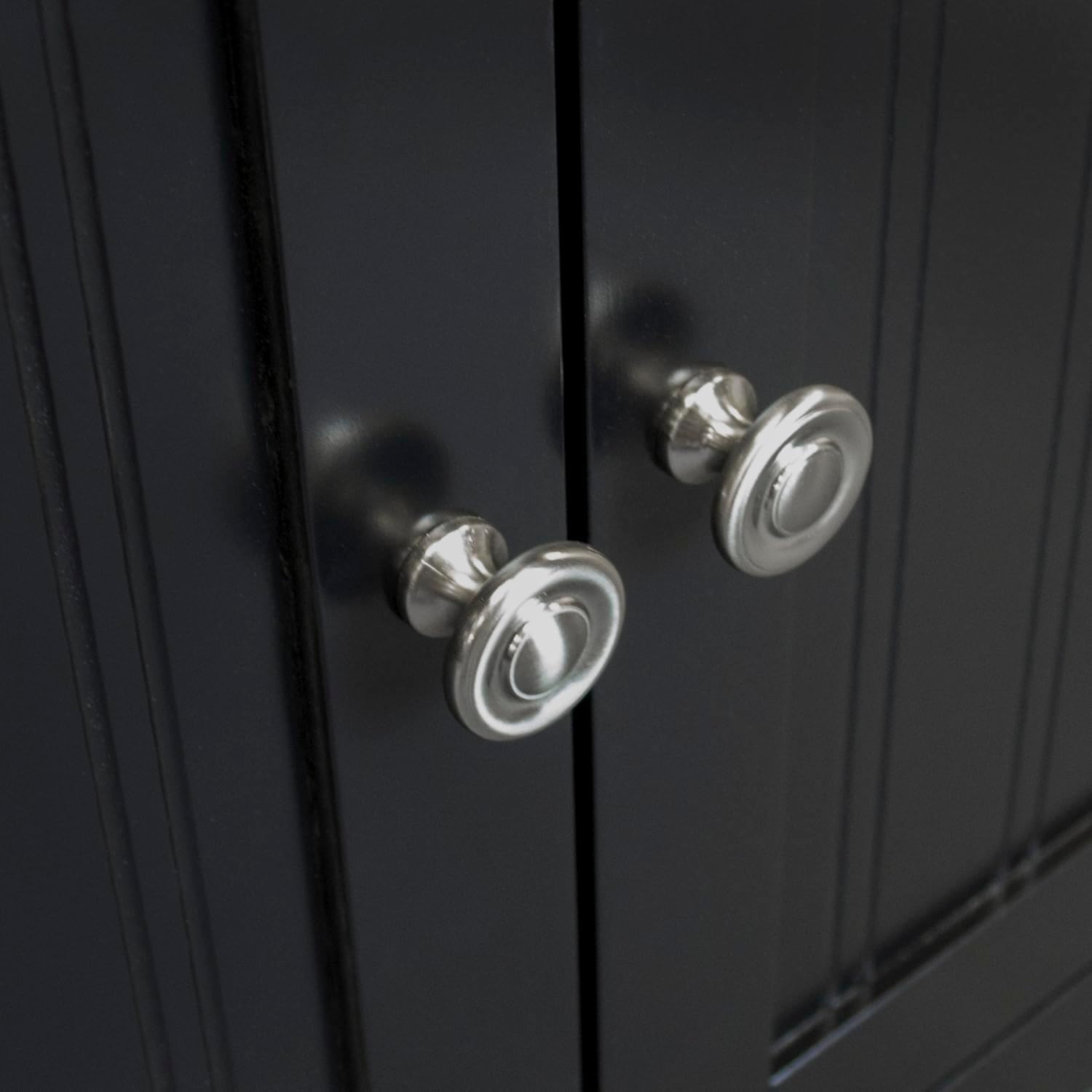 HomeStock Rococo Radiance Microwave/Coffee Maker Utility Cabinet - 15.75" D x 23.5" W x 48" H - Black Storage with Drawer & Adjustable Shelf