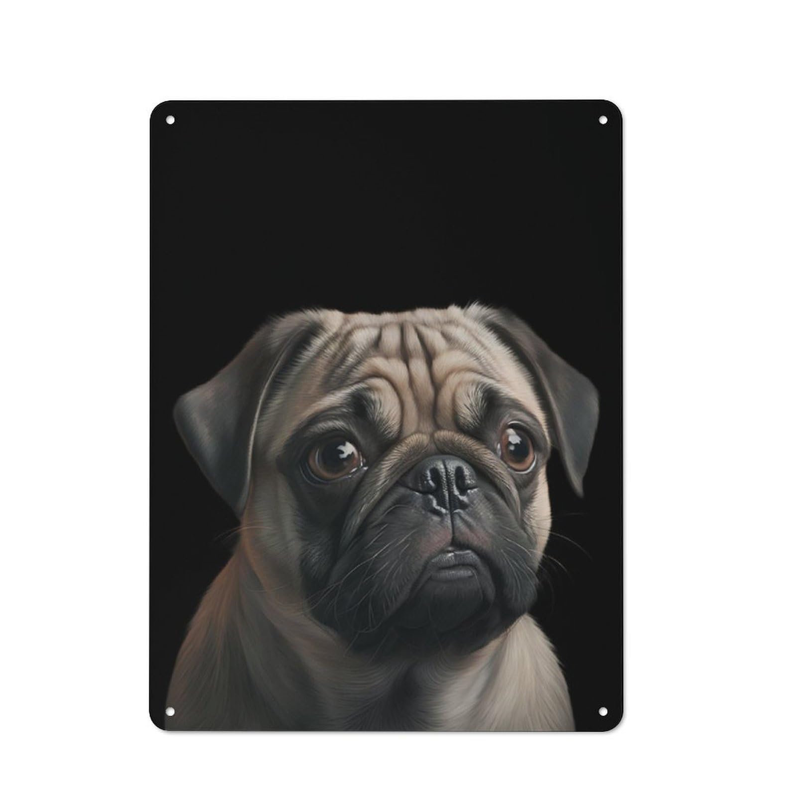 Junmoney Pug Dog Animals Cottage Style Metal Wall Decor 40X30cm, Farmhouse Metal Sign For Kitchen, Cottage, Porch Or Garden Room