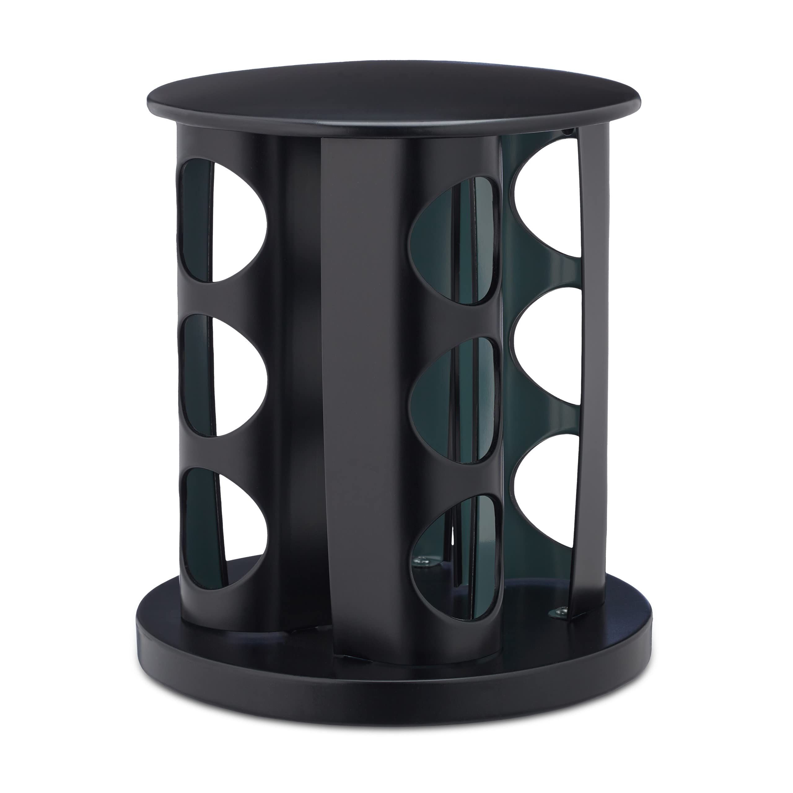 Relaxdays Especiero Giratorio con 12 Botes, con Dosificadores Rotatorio, Soporte Especias Reutilizable de Cocina, Negro