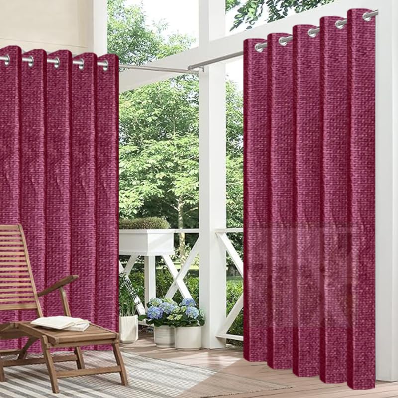 Image of FREDDO-PE 85% Indoor /Outdoor Sun Blocking Balcony Eyelet Curtains UV Protection, Sun Shading Light Filtering, Temperature Reducing for Window /Door (Burgundy Color | 4.5 X 5 Ft) Pack of 2 Pieces