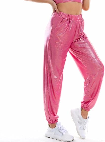 Pantaloni per pantaloni metallici a vita alta a vita alta Pantaloni  metallizzati Pantaloni lucidi Pantaloni sciolti olografici Pantaloni da  ballo hip-hop Bottoms Streetwear Streetwear-fushia,L : Amazon.it:  Abbigliamento