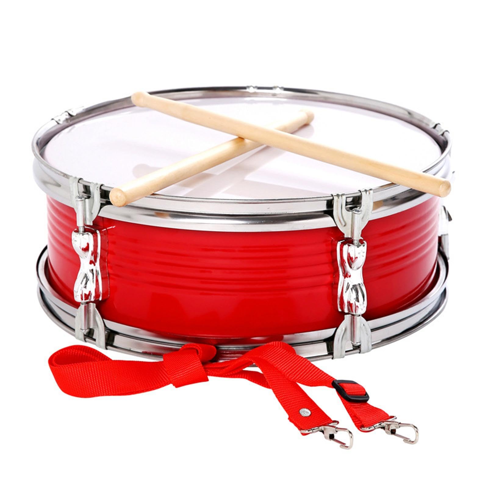 Snare Drum Musikset Drumsticks Handschuhe Edelstahl Geeignet für Kinder Erwachsene Übung Auftritt Unterricht Anfänger, Rot