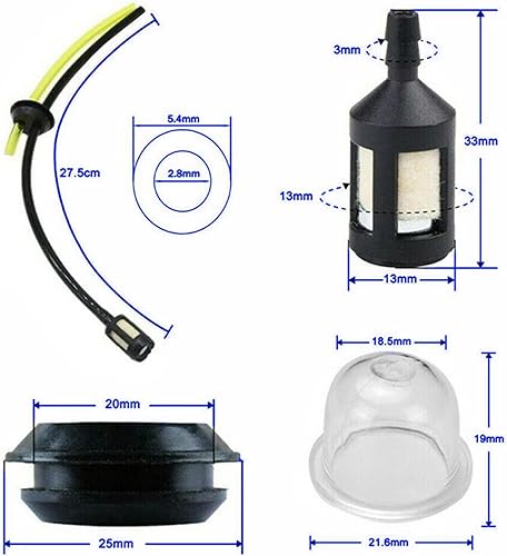 Miniatura 6 de Generic 5 filtros universales de tubo de manguera de combustible, kit de filtro de gasolina universal con filtro de tanque y junta de bombilla de