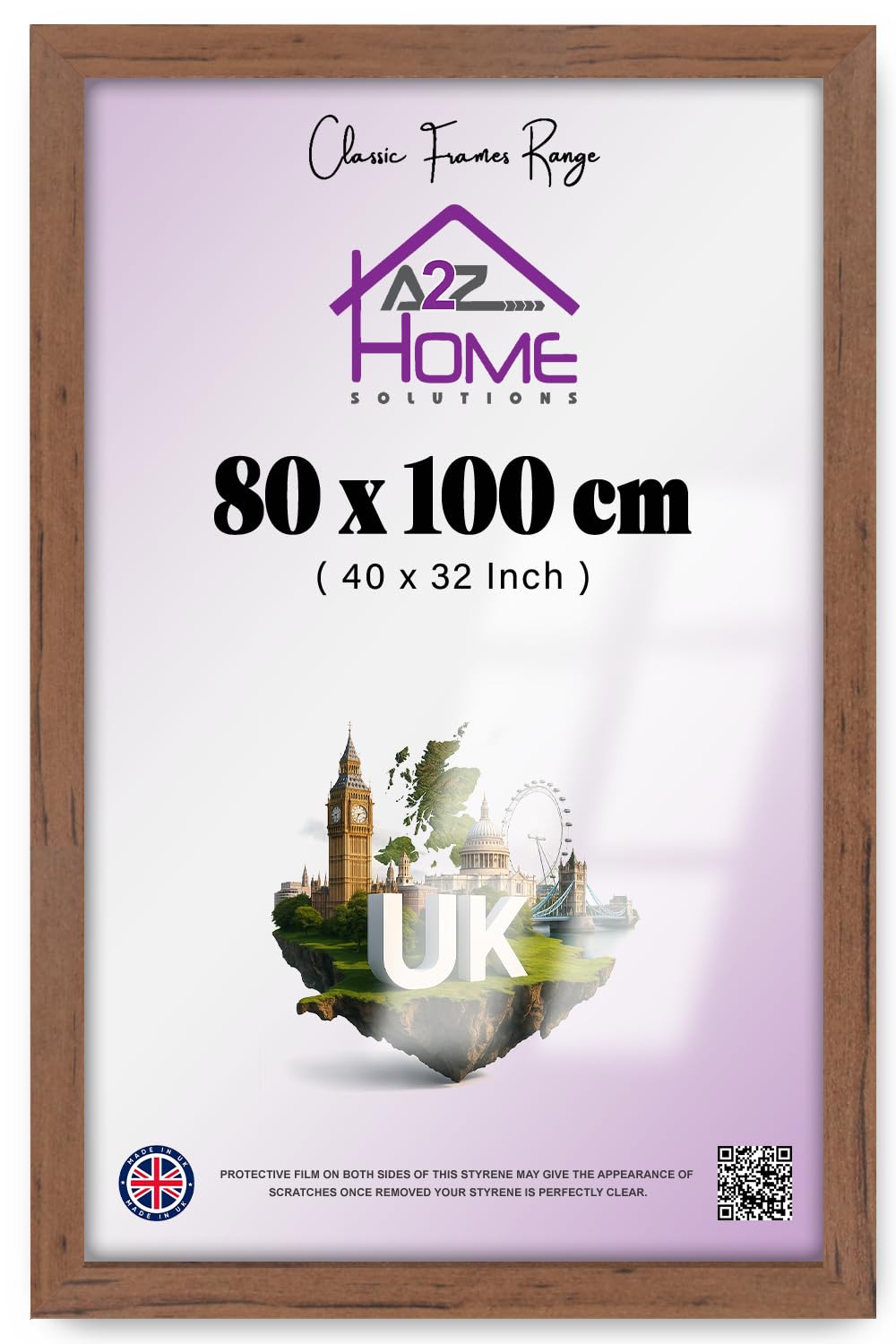 A2z Home Solutions Walnut Elegant 80 X 100 Cm Photo Poster And Certificate Display With Backboard And Included Styrene For Rectangle Wall Hanging 40 X 32 Inch Finish With Mounting Hardware