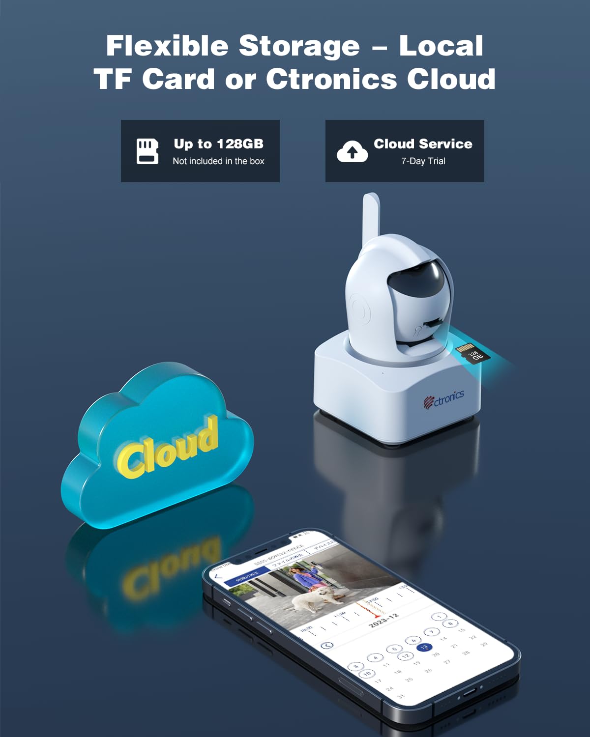 Ctronics 4MP 3G/4G LTE Cámara Vigilancia Interior con Tarjeta SIM, 360° PTZ IP Cámara Seguridad Inalámbrica, Detección Inteligente, Seguimiento Auto, Visión Nocturna Color, Audio Bidireccional, Cloud