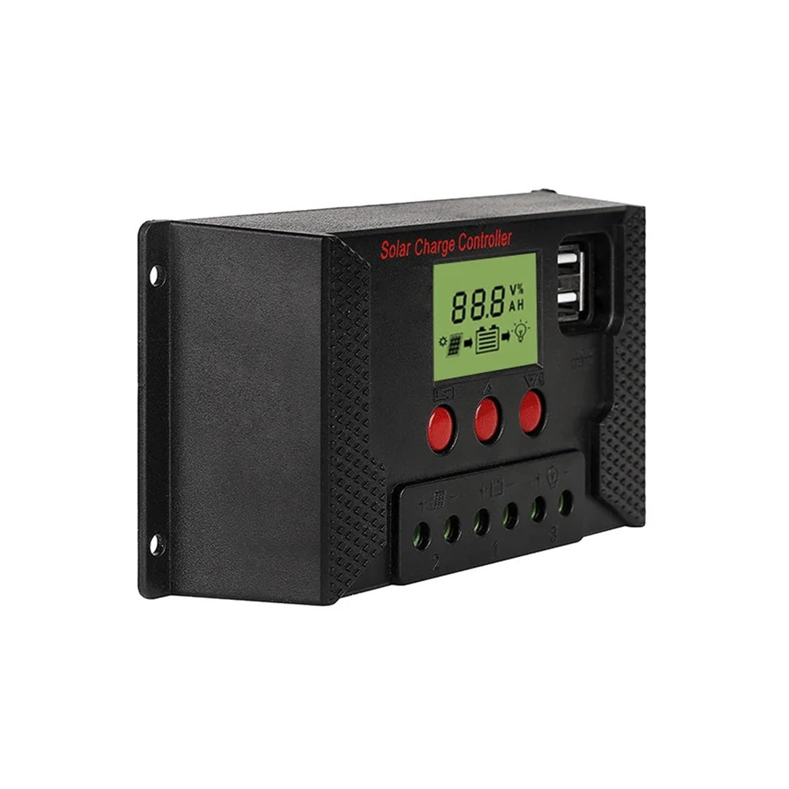 Regulator Słoneczny, Kontroler Słoneczny 10A-100A Adaptacyjny 12V 24V Akumulator Litowo-kwasowy Rozładowywanie Akumulatora Latarnia Uliczna PWM USB Kontroler Panelu Fotowoltaicznego(CPLS-70A)