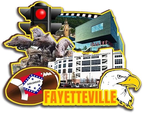 Miniatura 1 de Fayetteville Arkansas USA - Imán de madera para nevera 3D, monumentos coleccionables de viaje, hechos a mano, 2