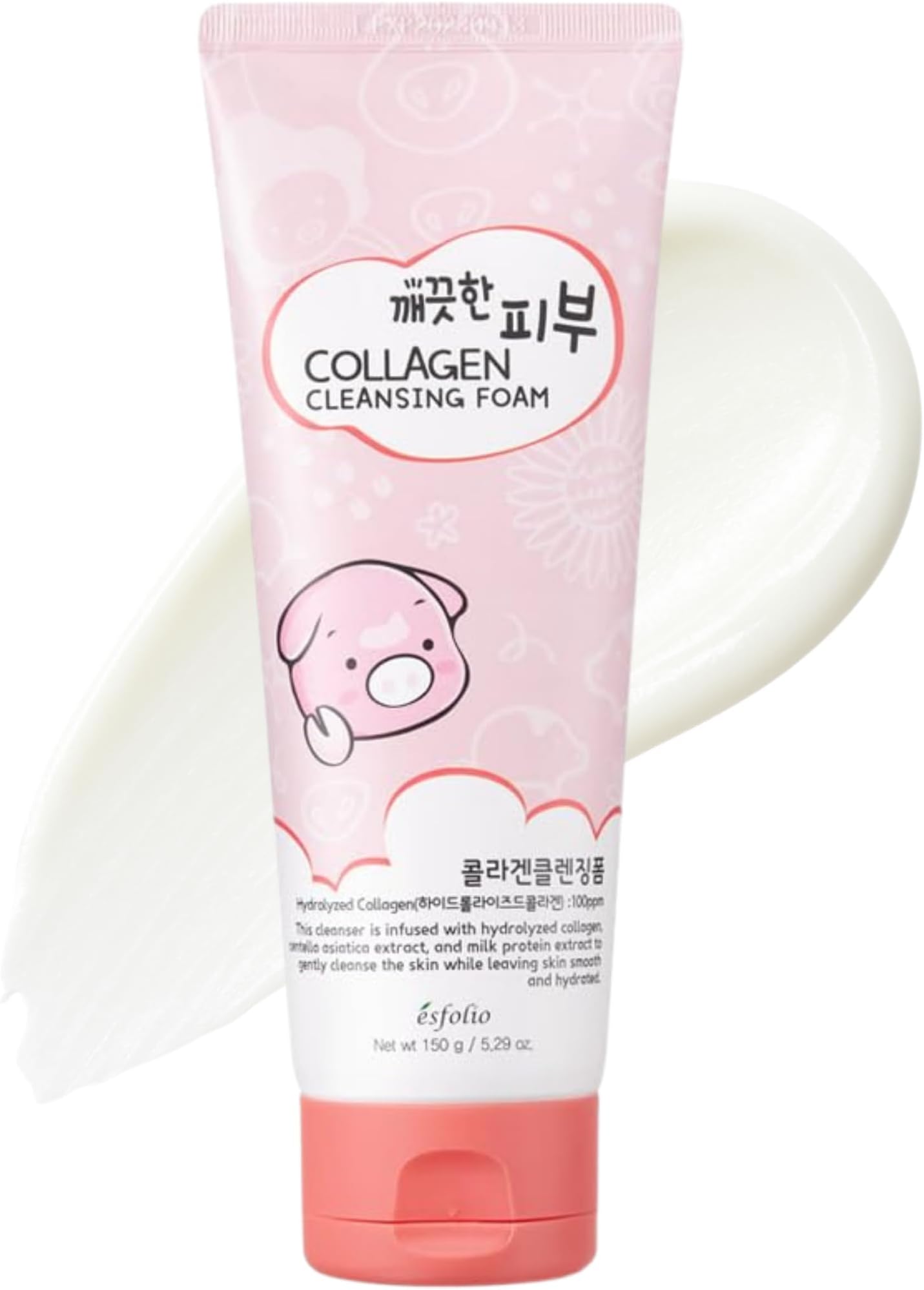 esfolio Collagen Cleansing Foam – Hydrating Face Wash for Deep Cleansing&Nourishing Skin – Korean Skincare All Skin Types – Gentle Foaming Facial Cleanser with Centella&Milk Protein (5.29 OZ-150ML)