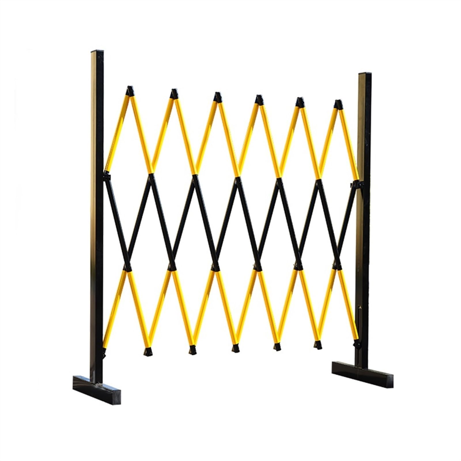 GHHVFEC Adjustable Mobile Safety Ber Foldable Industrial Pedestrian Fence Portable Outdoor Crowd Control Gate Yellow & Black 1.2x5m Expandable Traffic Safety Solution