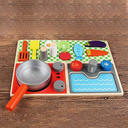 PN-Braes Kitchen Toy Cooking Toy Set Role Play Educational Children Kitchen Imagination Game Gift With 12 Pieces Of Utensils Etc Kids Toys (Color : Multi-colored, Size : 22.4x30cm)