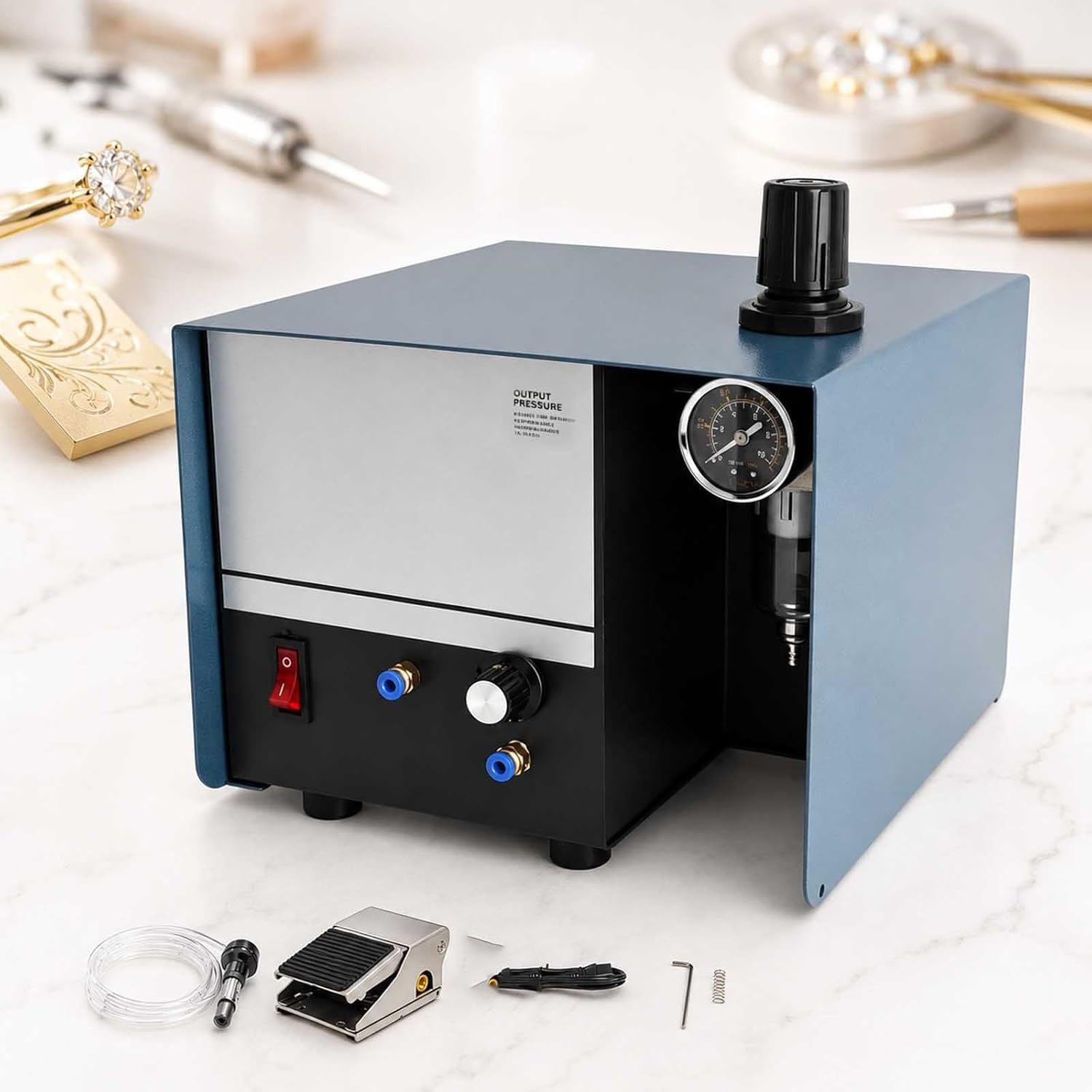 GYKOZY Pneumatic Engraver Tool, Adjustable 0-1400 RPM Metal Engraving Machine for Jewelry, Crafts, Wood, Glass, Plastic and Tool Marking