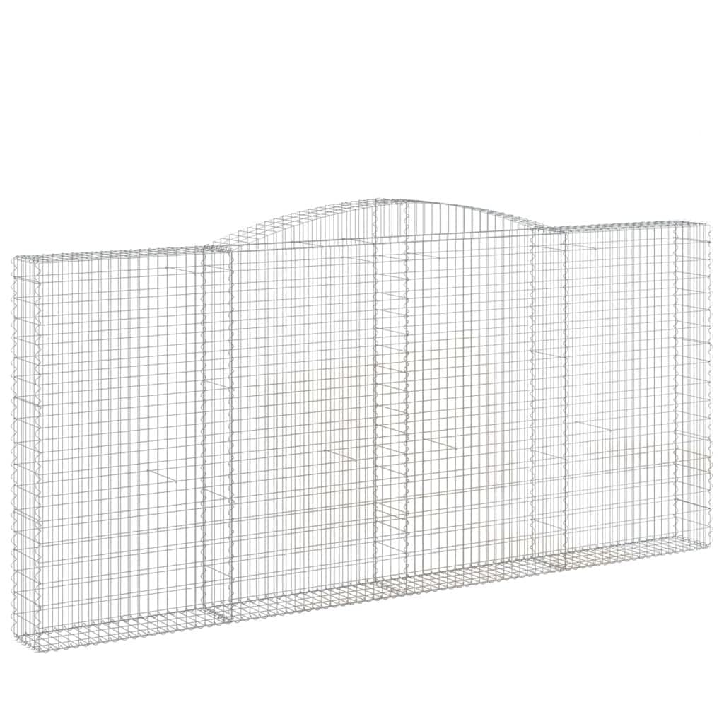 Gabionen Set 3 STK 400x30x180/200 cm verzinktes Eisen Hochbogen Gabionenkörbe robuste Gartensteinelemente mit 5x10 cm Maschenweite für Outdoor Sichtschutz Terrasse und Vorgarten