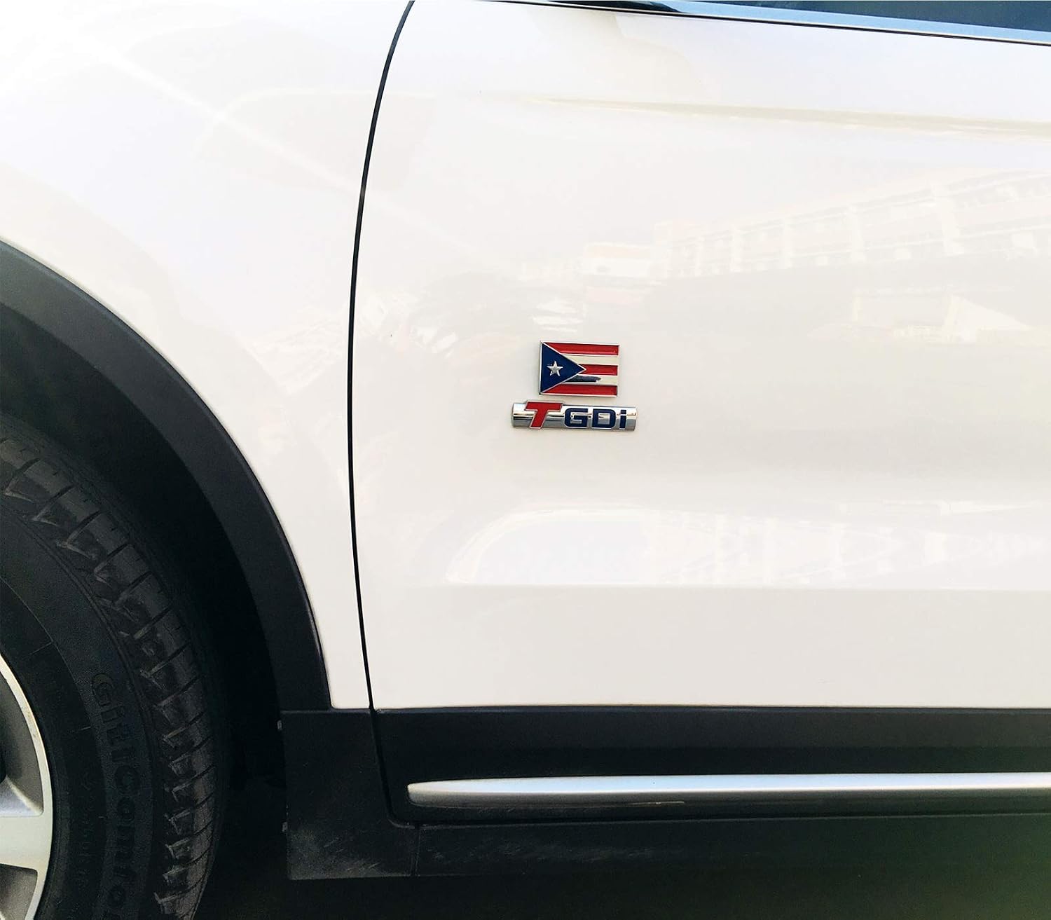 Dsycar 2 Pack Puerto Rico Flag Emblems Embossed Chrome Metal Flag Auto Emblem for Car Decorations Accessories - Gifts 4 Free Puerto Rico Flag Valve Stem Caps (Puerto Rico Flag)